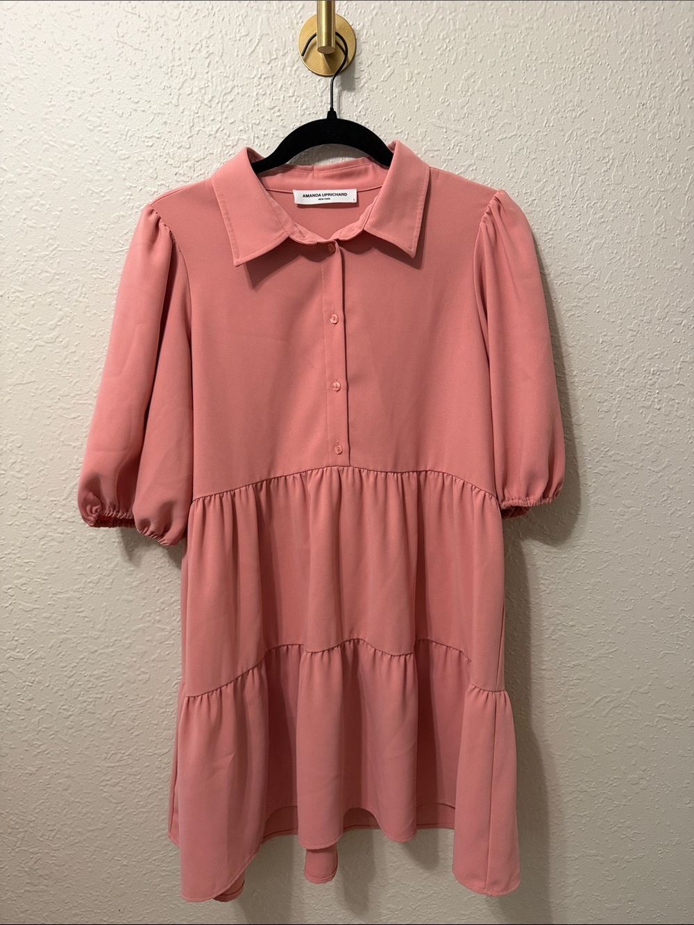 Amanda Uprichard Maisie Pink Tiered Mini Dress